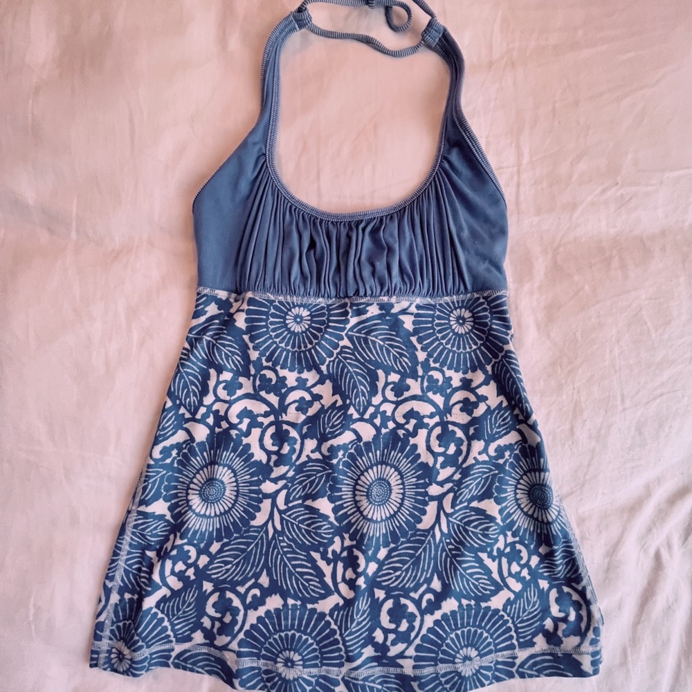 BLUE FITTED SPORTS TIE TANK TOP